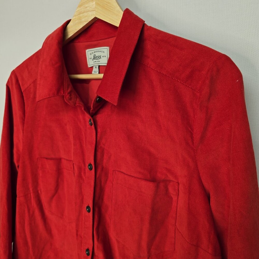 NWT G.H. Bass & Co. Red Corduroy Button-Up Shirt Dress - Medium - Picture 2 of 11